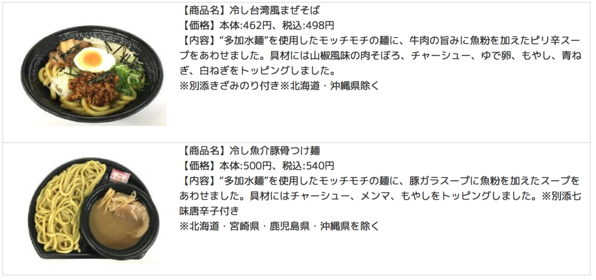 ファミリーマートとサークルkサンクス 18年7月10日より 冷し台湾風まぜそば と 冷し魚介豚骨つけ麺 を発売し 冷し麺のラインナップを強化 コンビニエブリデイ