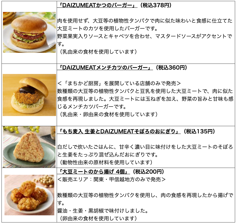 ローソン 年7月21日から 大豆ミート を使用したカツのバーガーなど4品を発売 コンビニエブリデイ