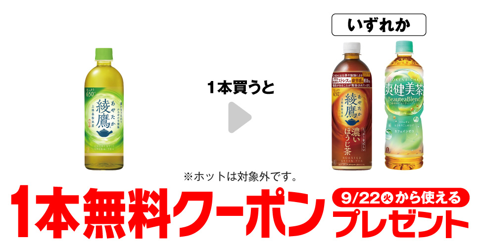 セブンイレブン、2026年9月15日〜21日 「綾鷹」購入で「綾鷹 濃い